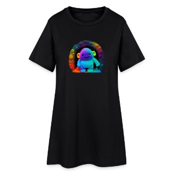 Neon Regenbogenaffe im Tunnel - Frauen T-Shirt-Kleid - Schwarz - Vorne