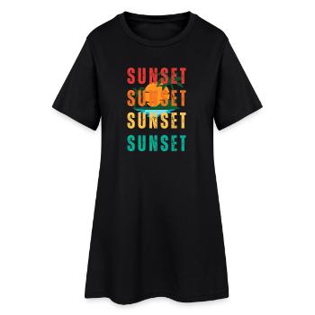Le coucher du soleil répète le motif des palmiers tropicaux - Robe T-shirt Femme - noir - Devant