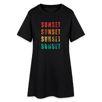Quad Sunset Gradient Text-Artwork - Frauen T-Shirt-Kleid - Schwarz - Vorne