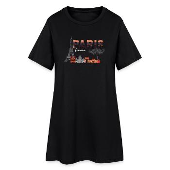 Paris Skyline Sunset - Women’s T-Shirt Dress - black - Front