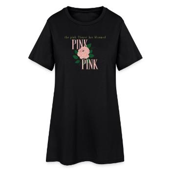 Die rosa Blume - Frauen T-Shirt-Kleid - Schwarz - Vorne