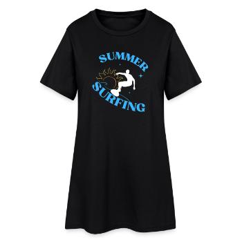 Summer Surfing Vibe Tee - Frauen T-Shirt-Kleid - Schwarz - Vorne