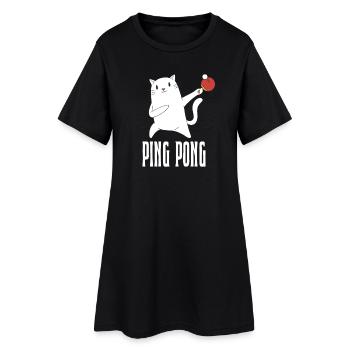 Table Tennis Katze Pingpong Outfit Cat Tischtennis - Women’s T-Shirt Dress - black - Front