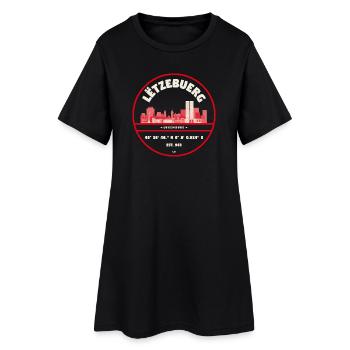 Emblème de la skyline luxembourgeoise avec coordonnées - Robe T-shirt Femme - noir - Devant