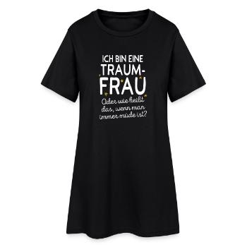 Traumfrau Oder Wie Heißt Das Wenn Man Müde Ist - Frauen T-Shirt-Kleid - Schwarz - Vorne
