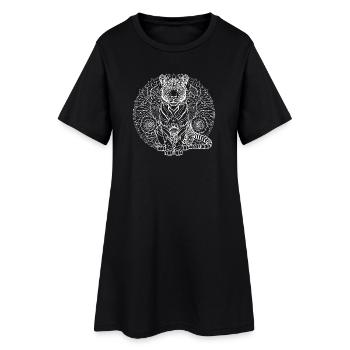 Tiger Mandala - Frauen T-Shirt-Kleid - Schwarz - Vorne