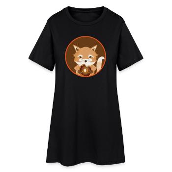 zauberhafter kleiner Fuchs mit leckeren Donut - Frauen T-Shirt-Kleid - Schwarz - Vorne