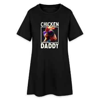 Poulet Papa Poulets Fête des pères Volaille Éleveur Coq - Robe T-shirt Femme - noir - Devant