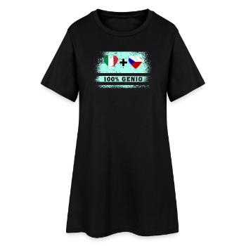 Italien und Tschechien Flagge 100% genial - Frauen T-Shirt-Kleid - Schwarz - Vorne