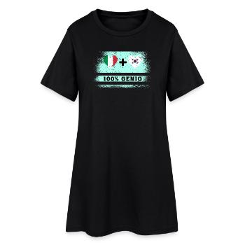 Italie et Corée du Sud 100% drapeau brillant - Robe T-shirt Femme - noir - Devant