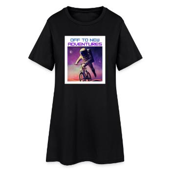 Astronaute à vélo - En route pour de nouvelles aventures - Robe T-shirt Femme - noir - Devant