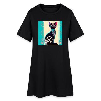 Néon Spirale Chat Art déco - Robe T-shirt Femme - noir - Devant
