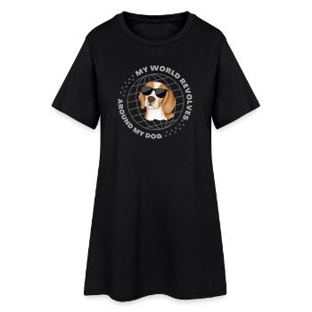 My World Revolves Around My Dog - Beagle Lovers - Frauen T-Shirt-Kleid - Schwarz - Vorne