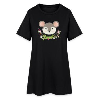 Souris mignonne enchanteresse avec un vert délicat au printemps - Robe T-shirt Femme - noir - Devant