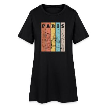 Croquis de la ligne d’horizon des Rayures de Paris - Robe T-shirt Femme - noir - Devant