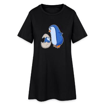 Pinguin Familie - Pinguin mit Baby - Pinguin Motiv - Frauen T-Shirt-Kleid - Schwarz - Vorne