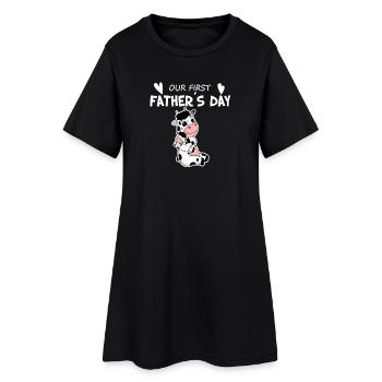 Fête des Pères - Premier cadeau de la fête des Pères - Robe T-shirt Femme - noir - Devant