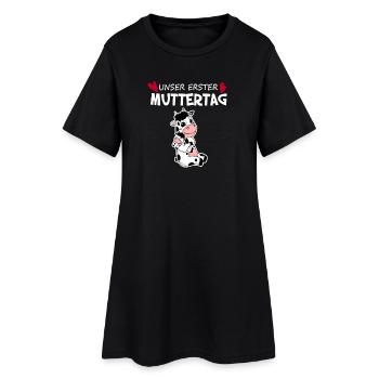 Muttertag - erster Muttertag Geschenk - Frauen T-Shirt-Kleid - Schwarz - Vorne