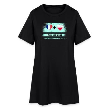 Hinweis Frankreich und Polen 100% genial - Frauen T-Shirt-Kleid - Schwarz - Vorne