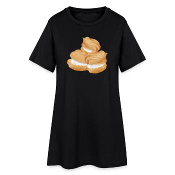Illustration of three filled cream puffs - Women’s T-Shirt Dress - black - Front