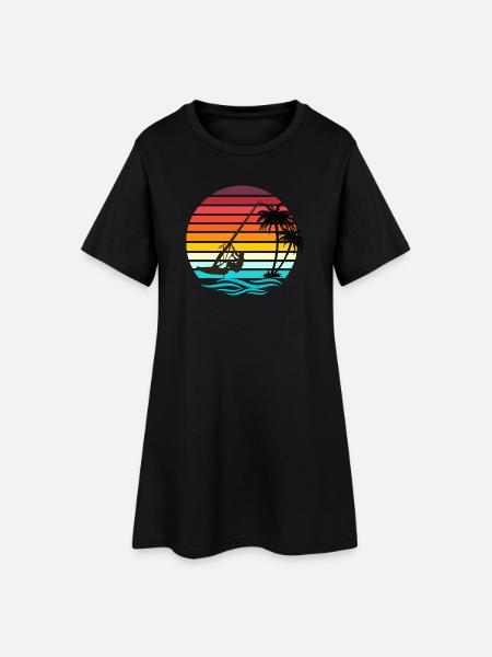 Windsurfer - Rétro Vintage Sunset - Robe T-shirt Femme - noir