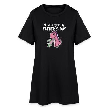 Cadeau de fête des pères - Père Fille - Robe T-shirt Femme - noir - Devant