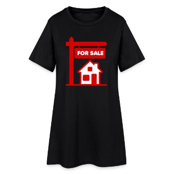 Logo rouge enseigne avec à vendre - Robe T-shirt Femme - noir - Devant