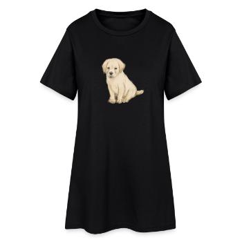 Croquis beige de chiot à l’aquarelle - Robe T-shirt Femme - noir - Devant