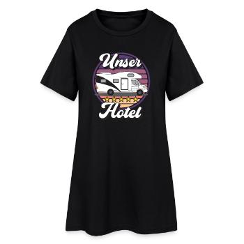 Campingplatzimpressionen: Wohnmobil Design - Frauen T-Shirt-Kleid - Schwarz - Vorne