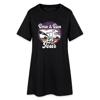 Oma und Opa on Tour Retro Sunset Wohnwagen design - Frauen T-Shirt-Kleid - Schwarz - Vorne
