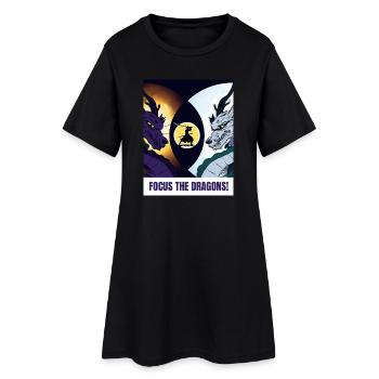 Samurai und zwei Drachen - Focus the Dragons - Frauen T-Shirt-Kleid - Schwarz - Vorne