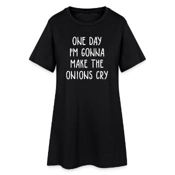 Un jour, je vais faire pleurer les oignons - Robe T-shirt Femme - noir - Devant