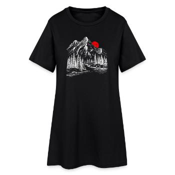 Soleil cramoisi sur les sommets enneigés - Robe T-shirt Femme - noir - Devant