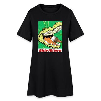 Alligator Eis füttern Lustiges Motiv Comic Stil - Frauen T-Shirt-Kleid - Schwarz - Vorne