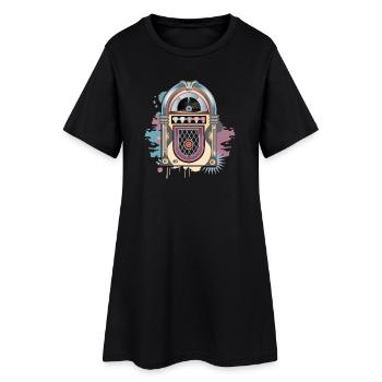 Jukebox im Graffiti Retro Look in Vintage Farben - Frauen T-Shirt-Kleid - Schwarz - Vorne