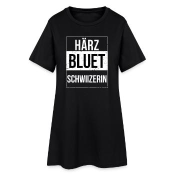 Härzbluetschwiizerin Schwiizerin Schweizerin - Frauen T-Shirt-Kleid - Schwarz - Vorne