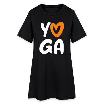Yoga Herz Handschrift Comic Vektor Meditation Fan - Frauen T-Shirt-Kleid - Schwarz - Vorne