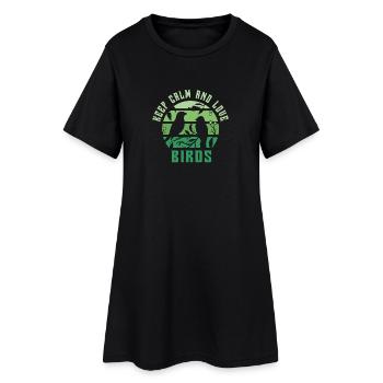 Gardez votre calme et aimez les oiseaux - Robe T-shirt Femme - noir - Devant