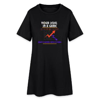 Level alleine auf, spiele mit anderen - Frauen T-Shirt-Kleid - Schwarz - Vorne