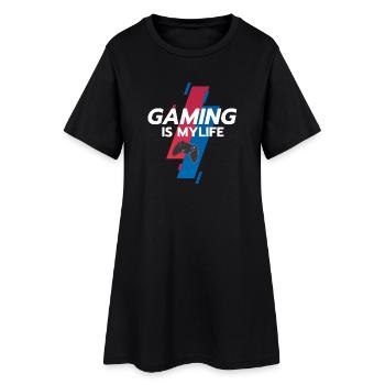 Gaming ist mein Leben - Frauen T-Shirt-Kleid - Schwarz - Vorne