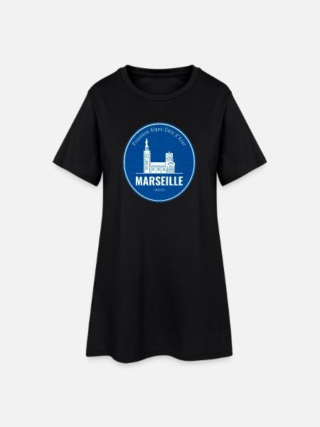 Logo de la ville bleue de Marseille - Robe T-shirt Femme - noir