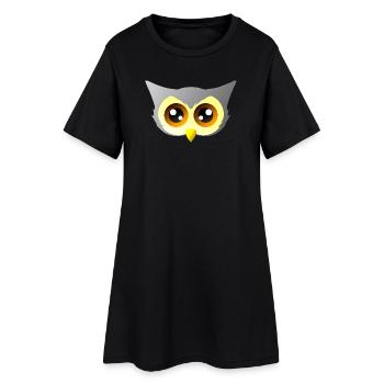 vögel closing, süßes eulengesicht - Frauen T-Shirt-Kleid - Schwarz - Vorne