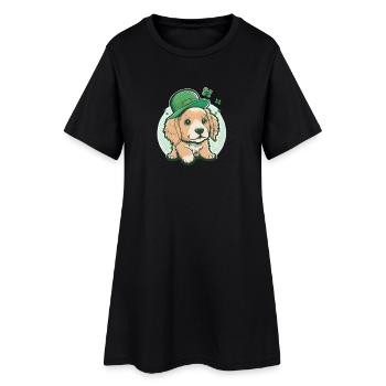 Cartoon Dog St. Patrick's Day - Women’s T-Shirt Dress - black - Front