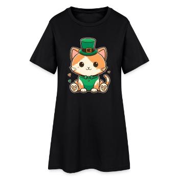 Chaton leprechaun en vert - Robe T-shirt Femme - noir - Devant