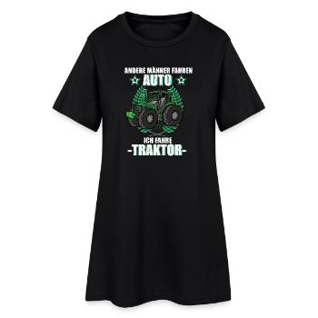 Traktor Trecker Landwirt Bauer Landwirtschaft  - Frauen T-Shirt-Kleid - Schwarz - Vorne