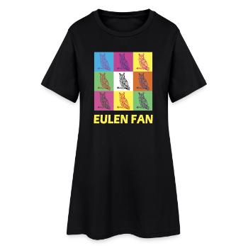 Eulen Fan Design - Frauen T-Shirt-Kleid - Schwarz - Vorne