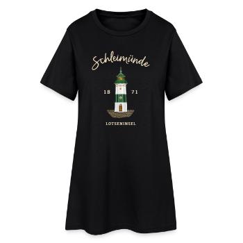 Leuchtturm Schleimünde, Lotseninsel Ostsee - Frauen T-Shirt-Kleid - Schwarz - Vorne