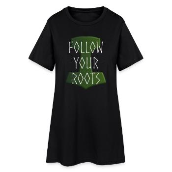 Follow your Roots - Hammer Donar Thor Mjölnir - Frauen T-Shirt-Kleid - Schwarz - Vorne