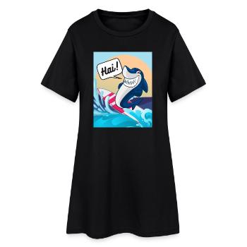 Shark Hai lustiger Gruß Spruch Cartoon Comic - Hai - Frauen T-Shirt-Kleid - Schwarz - Vorne