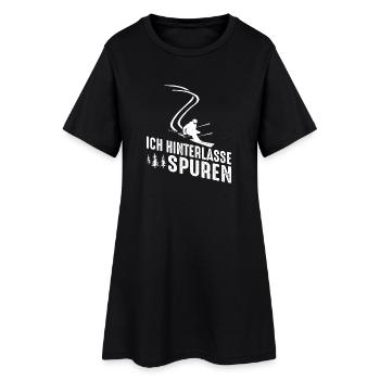 Ich hinterlasse Spuren – Skifahrer - Frauen T-Shirt-Kleid - Schwarz - Vorne